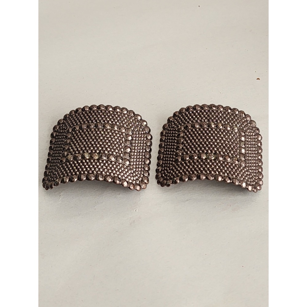 Antique Edwardian Cut Steel Shoe Buckles Faceted Beaded Women's Shoe Ornaments